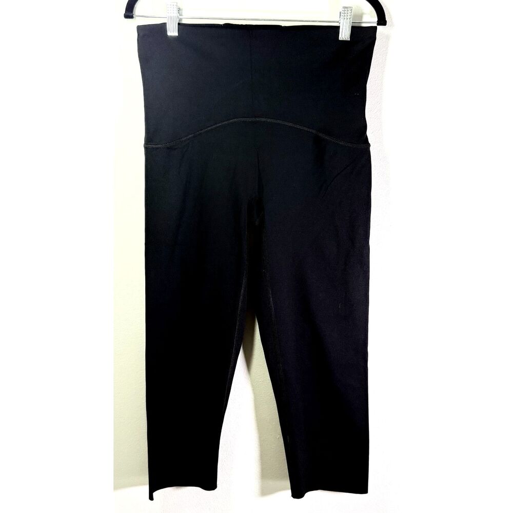 SPANX L Large Black Booty Boost High Waist Crop Leggings Sculpting Athleisure